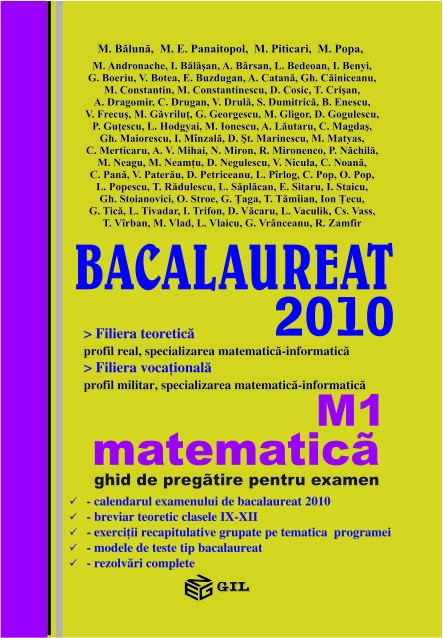 Bacalaureat 2010 M1, matematica - ghid de pregatire pentru examen